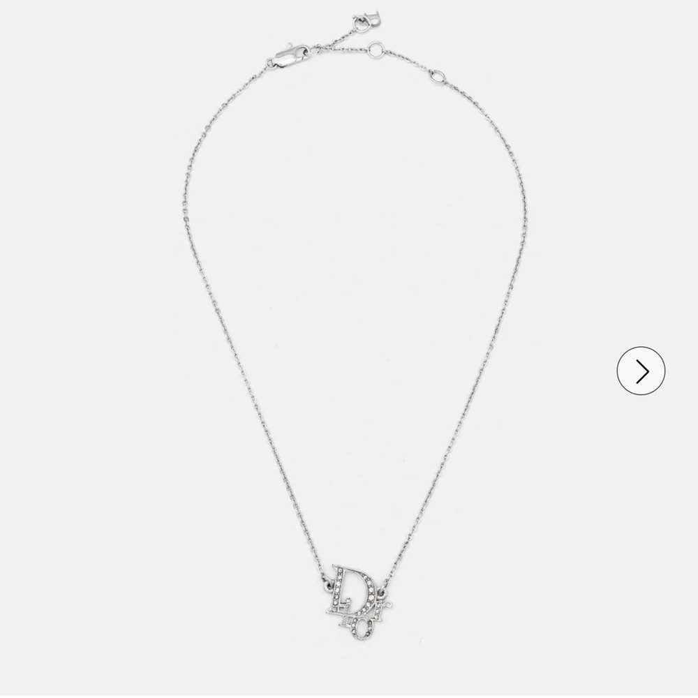 Authentic Dior Oblique Crystal Silver Tone Necklace - good condition